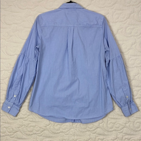 Banana Republic Button Down Shirt Seamed Sleeves Blue Stripes Size Medium - Picture 2 of 7